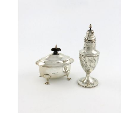 A George III silver sugar caster, by Peter and Jonathan Bateman, London 1790, vase form, later embossed decoration, on a circ