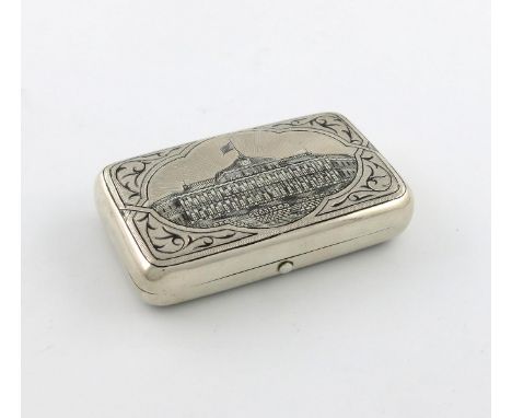A late-19th century Russian silver and niello work cigar case, assay master A.P, Moscow 1887, rectangular form, the cover wit