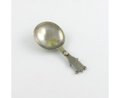 An early 18th century Swedish parcel-gilt silver spoon, maker's mark JL possibly for Jons Lund, circa 1740, the circular bowl