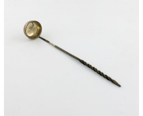 λ A George III silver toddy ladle, by Hester Bateman, London 1779, the oval bowl with a beaded border, twisted whale-bone han