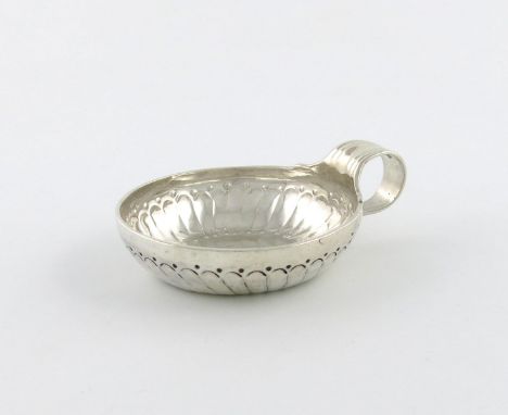 A 19th century French silver wine taster, circular form, part-fluted decoration, fluted ring handle, inscribed ' VINCENT DUVE