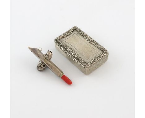 A William IV silver snuff box, by Thomas Shaw, Birmingham 1833, rectangular form, engine-turned decoration, foliate borders, 