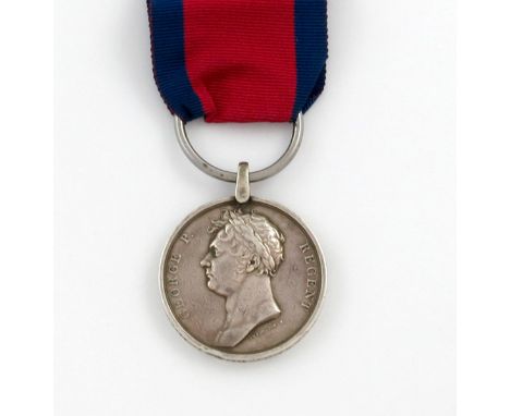 Waterloo Medal, 1815 (David Jordan, Gunner, Royal Horse Artillery). Steel clip replaced with silver, replacement ring, edge b