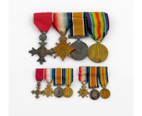 World War I, group of four, The Most Excellent Order of the British Empire, Officer's Badge, O. B. E., civil; 1914-15 Star (2