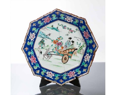 PAIR OF JAPANESE OCTAGONAL PLATES
with figural decoration, made in Japan to reverse, 27cm wide  CONDITION REPORT: One plate i