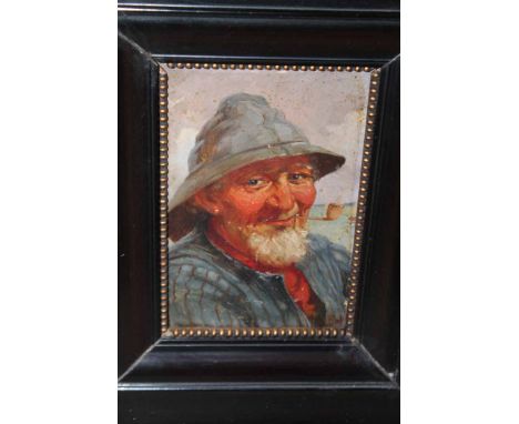 ENGLISH SCHOOL (19TH / 20TH CENTURY),
THE FISHERMAN
oil on panel, signed indistinctly
image size 18cm x 12cm
Framed