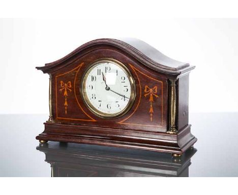 WALKER & HALL INLAID MAHOGANY MANTEL CLOCK
unsigned French movement with platform escapement, 26cm across, 18cm high
