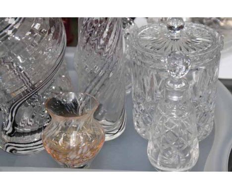 COLLECTION OF CAITHNESS AND CUT GLASS
including perfume bottles, decanters, a cake stand, a biscuit barrel, vases, etc
