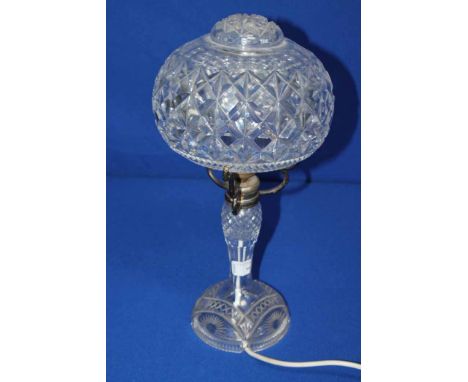 CUT GLASS TABLE LAMP AND SHADE 