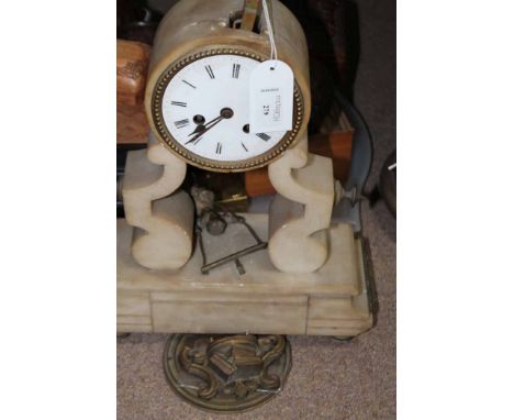 19TH CENTURY FRENCH ALABASTER MANTEL CLOCK BY LE FORESTIER OF PARIS
the circular dial with Roman numerals, supported by two s