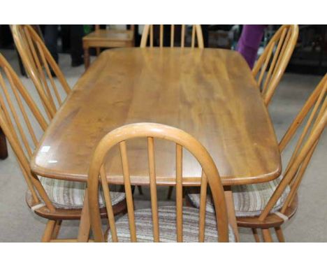 ERCOL DINING TABLE AND SIX CHAIRS 