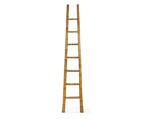 A bamboo library ladder, 20th century, 251cm highProvenance: The estate of the late designer, Anthony PowellPlease refer to d
