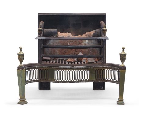 A cast iron and brass fronted Adam style fire grate, late 19th/early 20th century, 61cm high, 75cm wide,  42cm deep    Please