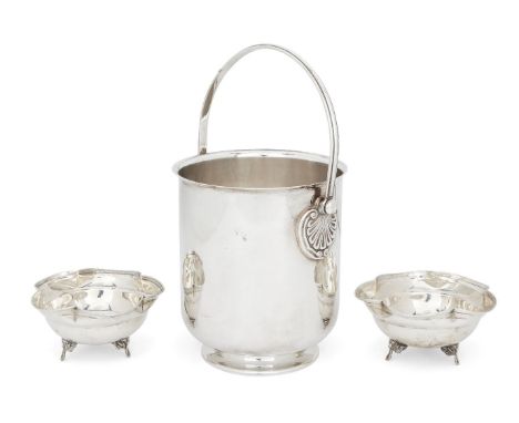 A silver plated wine cooler, by Christofle, the underside signed â€˜Galliaâ€™, of plain cylindrical form with shell-shouldere