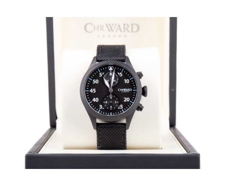 GENTLEMAN'S CHRISTOPHER WARD C1000 TYPHOON CERAMIC AND TITANIUM AUTOMATIC WRIST WATCH,the round black dial with Arabic hour m