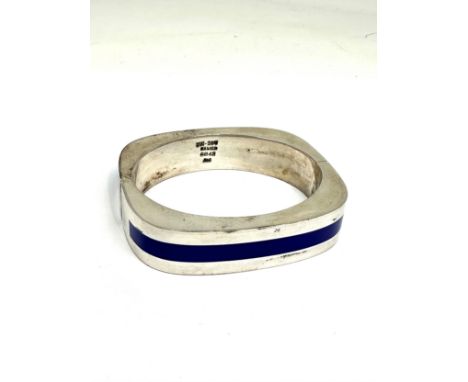 Vintage mexico silver &amp; enamel cuff bangle hallmarked 950 TH -207 Mexico weight 85g 