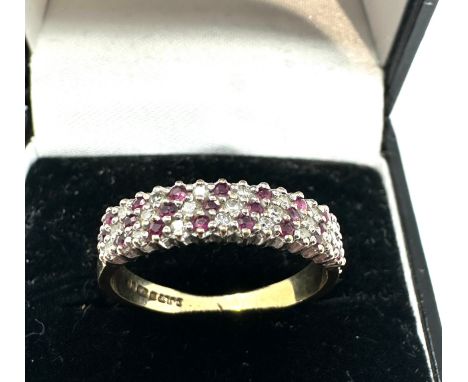 9ct gold Amethyst &amp; diamond ring weight 2.5g 