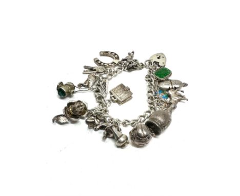 Vintage silver charm bracelet weight 50g 