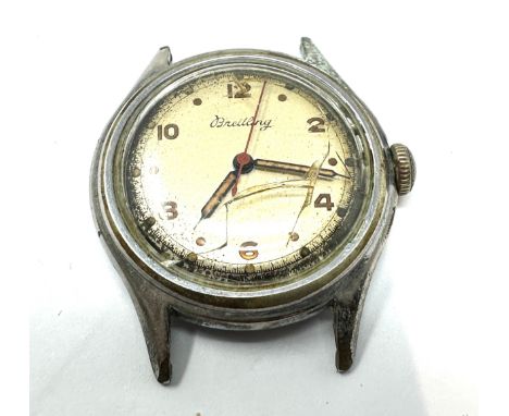 Rre Early 1940s military style Breitling wristwatch red sweep seconds hand. Case reference 122. A manual wind Swiss made watc