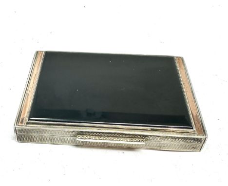 Art deco silver &amp; gold detail with black onyx lid snuff box measures approx 8cm by 5.5 cm silver import hallmarks weight 