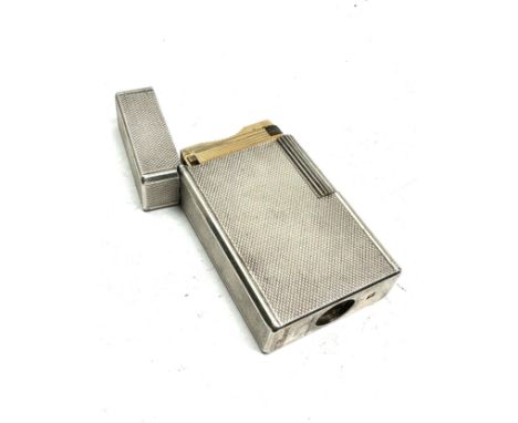 Vintage dupont silver plated cigarette lighter missing filler cap 
