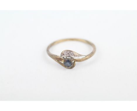 9ct gold vintage sapphire &amp; diamond dress ring 