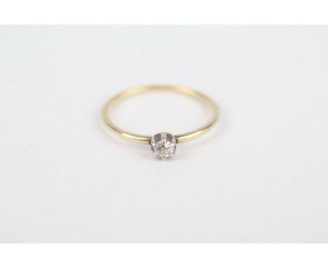 9ct gold old cut diamond solitaire ring, claw set 
