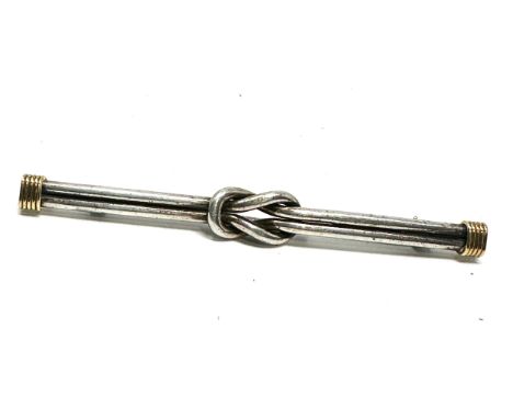 Tiffany &amp; Co. Vintage Love Knot Brooch 925 Sterling Silver &amp; 18ct Yellow Gold ends weight 6.6g 