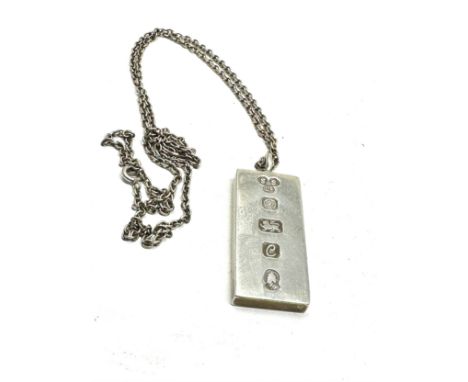 Vintage silver ingot pendant necklace weight 37g 
