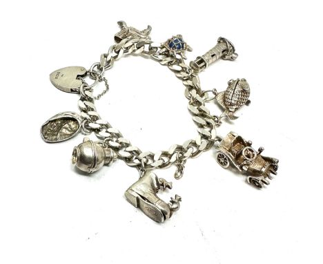 Vintage silver charm bracelet weight 51g 