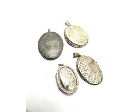 4 vintage silver lockets largest measures appro 5.2cm drop by 3.2cm wide weight 38g 