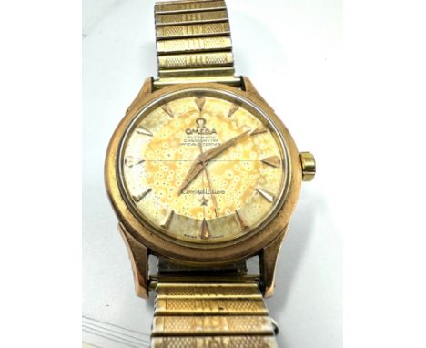 Vintage Omega pie pan dial automatic chronometer constellation gents wristwatch the watch is ticking dial stained 