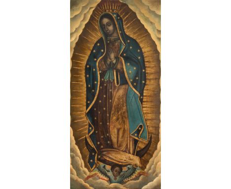 Mexican school of the 17th century."Virgin of Guadalupe".Oil on canvas.Measurements: 173 x 83 cm.The iconography of the Virgi