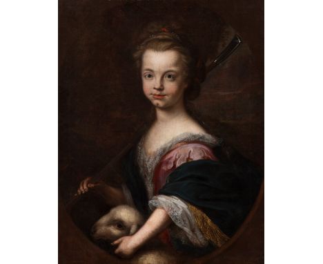 Dutch or French school, ca. 1700."Portrait of a lady.Oil on original canvas.New stretcher.Frame 19th century.With restoration