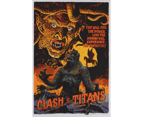Clash of the Titans (R-2014) Mondo limited edition Screen print, hand numbered 138/275, artwork by Francesco Francavilla, rol