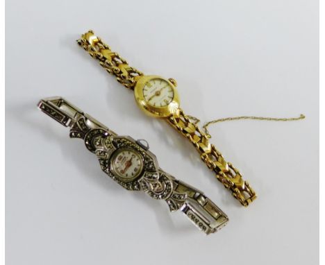 Lady's vintage 9 carat gold cased Regency wristwatch on a 9 carat gold bracelet strap, London 1968 together with a Sterling s