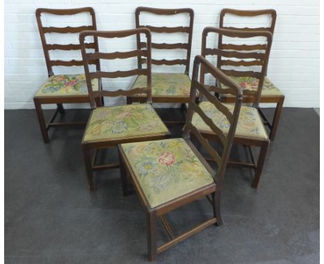 Set of six mahogany ladder back chairs, 86 x 56cm (6) 