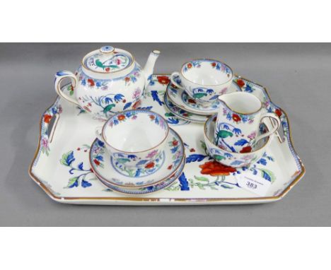 Booths cabaret teaset with teapot, milk jug, sugar bowl, two cups, two saucers, two side plate and rectangular tray 