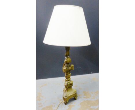 Giltwood table lamp base and shade