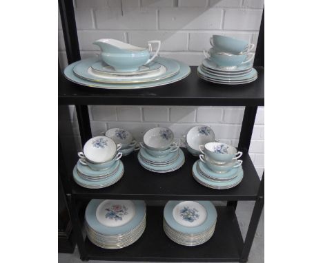 Royal Worcester 'Woodland' pattern dinner service comprising dinner plates, side plates, soup bowls, soup plates, saucers, se