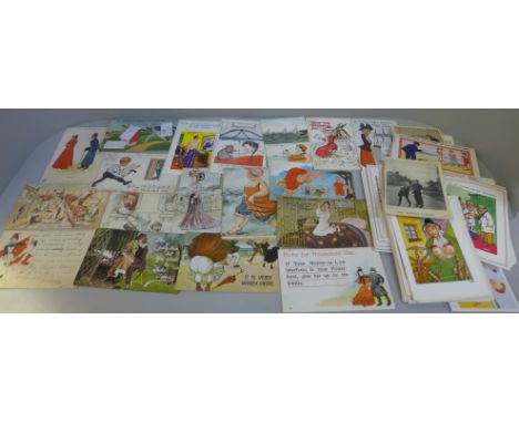 A collection of comic postcard, vintage to modern, (85) 