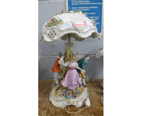 A large Capodimonte table lamp - failed electrical safety test - no earth - sold as scrap only **PLEASE NOTE THIS LOT IS NOT 