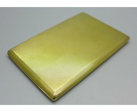 A silver gilt cigarette case, London 1960, 194g 