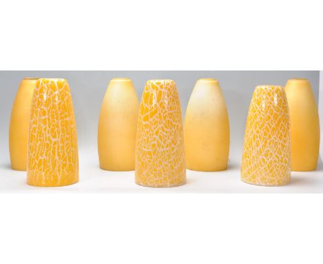 A collection of colourful 20th century glass lamp / light shades. To include Italian style studio art glass shades along with