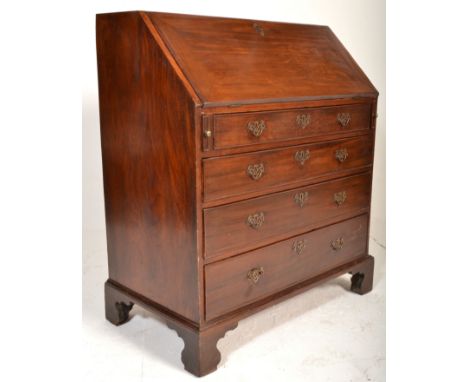 A good 19th Century Georgian mahogany&nbsp;bureau desk. The fall front revealing a fitted interior of pigeon holes above one 