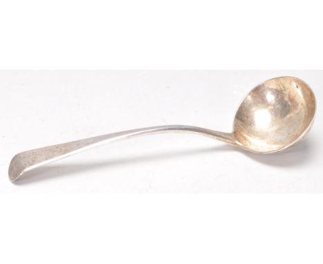A 19th Century Georgian silver hallmarked chocolate ladle in the Old English pattern with monogram handle. Hallmarrked for Lo