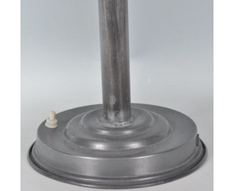 A good mid 20th Century Industrial desk / table mushroom lamp finished in a grey colourway raised on a stepped circular base.