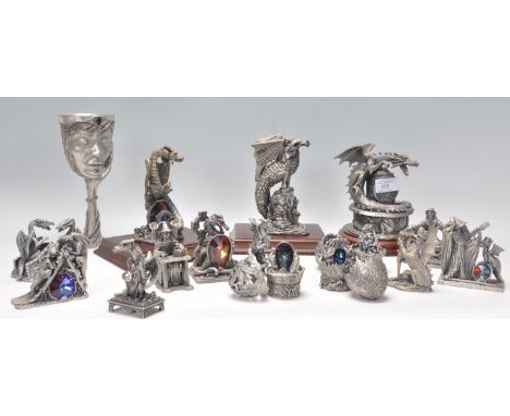 A selection of Myth and Magic figurines / ornaments, most depicting dragons, some set with cut crystal stones, a Galadriel Lo