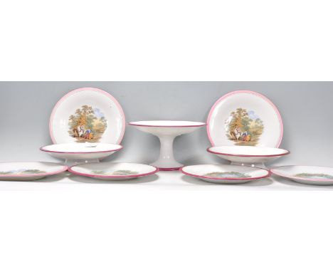 A collection of 19th Century Victorian G L Ashworth &amp; Brothers plates each having transfer printed classical scenes with 