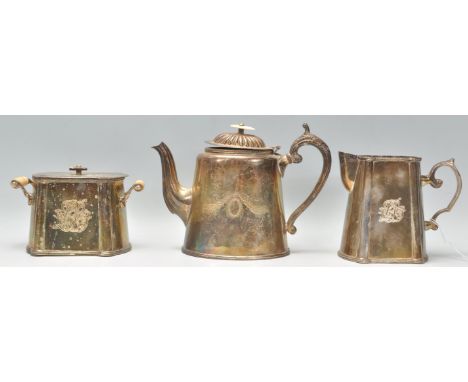 A good quality early 20th Century Edwardian silverplate tea service comprising of a silver plate teapot having an ivory finia